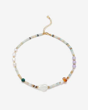 Bijoux JW PEI Amazonite Multi Beaded Mushroom Necklace Women Blanche | FR1124OR