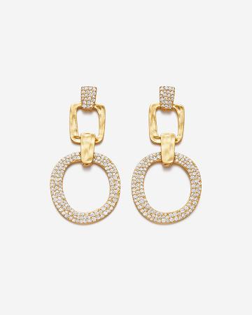 Bijoux JW PEI Geometrical Openwork Round Earrings Women Doré Blanche | FR1085CE
