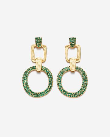 Bijoux JW PEI Geometrical Openwork Round Earrings Women Doré Vert | FR1086VD