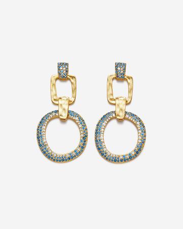 Bijoux JW PEI Geometrical Openwork Round Earrings Women Doré Bleu | FR1087BC