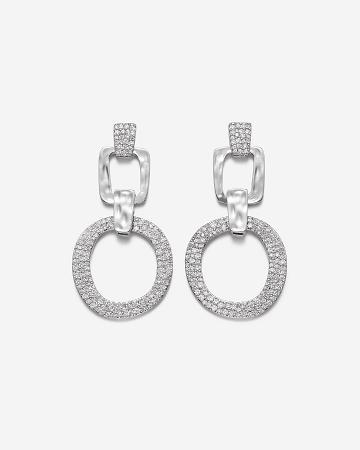Bijoux JW PEI Geometrical Openwork Round Earrings Women Blanche Argent | FR1088NB