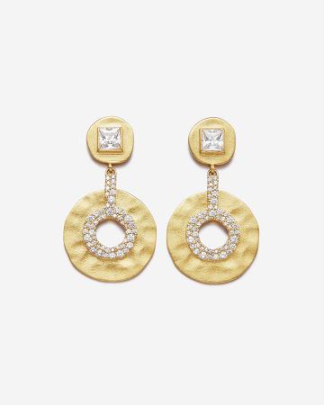 Bijoux JW PEI Geometrical Openwork Small Round Earrings Women Doré Blanche | FR1081KI