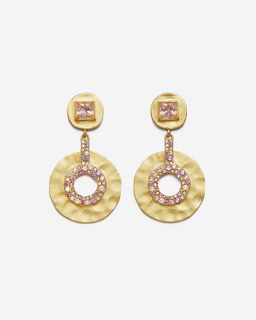 Bijoux JW PEI Geometrical Openwork Small Round Earrings Women Doré Rouge | FR1082LH