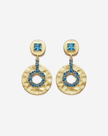 Bijoux JW PEI Geometrical Openwork Small Round Earrings Women Doré Bleu | FR1083ZG