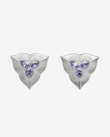 Bijoux JW PEI Leaf Earrings Women Blanche Doré Violette | FR1075SO