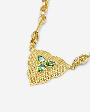 Bijoux JW PEI Leaf Pendant Necklace Women Doré Vert | FR1069YU