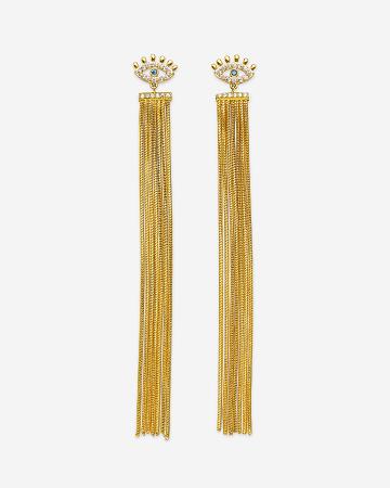 Bijoux JW PEI Magic Eye Tassel Earrings Women Doré Blanche Bleu | FR1067RW