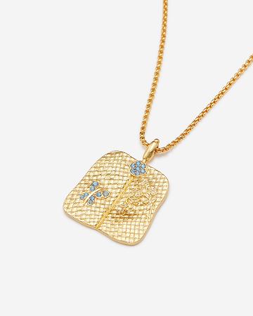 Bijoux JW PEI Plantain Fan Pendant Necklace Women Doré Bleu Vert | FR1065WY