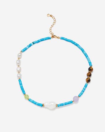 Bijoux JW PEI Turquoise Multi Beaded Necklace Women Bleu | FR1054JJ