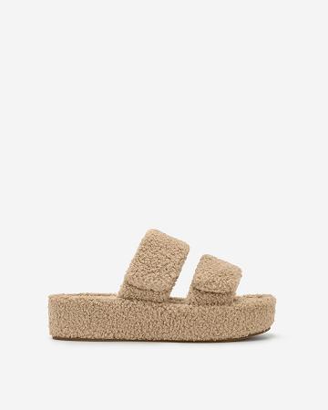 Chaussures JW PEI Lexi Faux Fur Plateforme Sandal Women Beige | FR1037MA