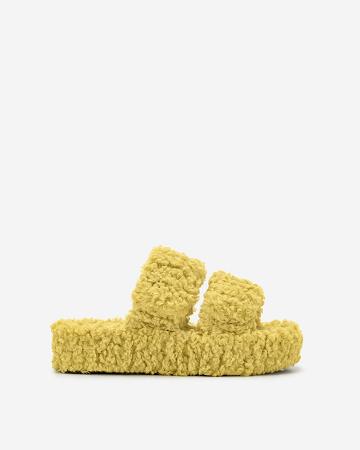 Chaussures JW PEI Lexi Faux Fur Plateforme Sandal Women Jaune | FR1038QZ