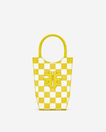 Sac Mobile JW PEI FEI Checkerboard Women Jaune Blanche | FR1357IS