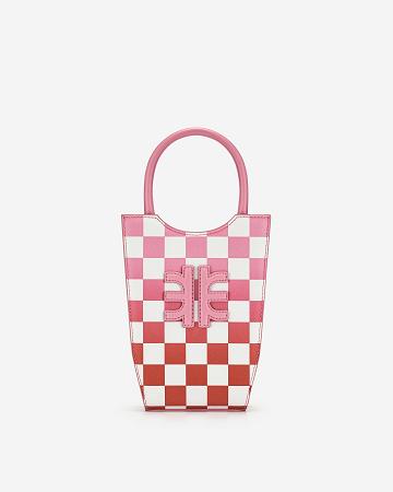 Sac Mobile JW PEI FEI Gradient Checkerboard Women Rose Rouge | FR1347BC