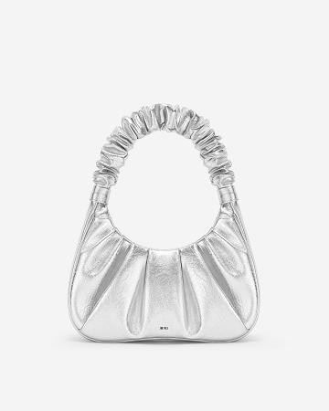 Sac À Main JW PEI Gabbi Metallic Ruched Hobo Women Argent | FR1428QZ