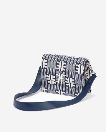 Sacs Crossbody JW PEI FEI Jacquard Knit Flap Women Bleu Marine | FR1503BC