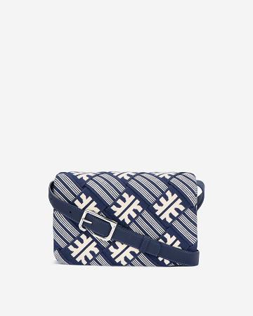 Sacs Crossbody JW PEI FEI Maze Jacquard Knit Women Bleu Marine Blanche | FR1502VD