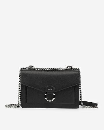Sacs Crossbody JW PEI The Envelope Silver Chain Women Noir | FR1447ZG